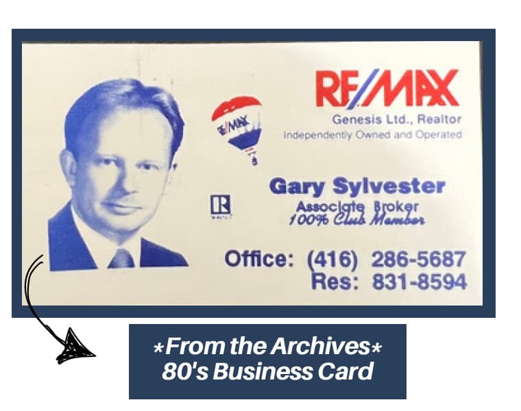 Gary Sylvester's 1980s RE/MAX business card